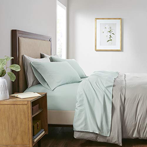 Smart Cool Microfiber Bed Sheets Queen, Casual Aqua Cooling Sheets, Cooling Bed Sheets 4-Piece Include Flat Sheet, Queen Fitted Sheets & 2 Pillowcases