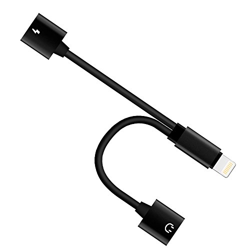 iPhone 7 Dual Lightning Adapter, Dreamvasion Dual 2 in 1 Function Lightning to Lightning Headphone Splitter with Female Charger Cable for iPhone 8/8 Plus/X/7/7 Plus Listen to Music/Calling/Charging