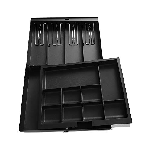 Small Cash Box with Money Tray and Lock, Money Safe, Metal, 11.8L x 9.6W x 3.6H inch, BCB300B - Beelta