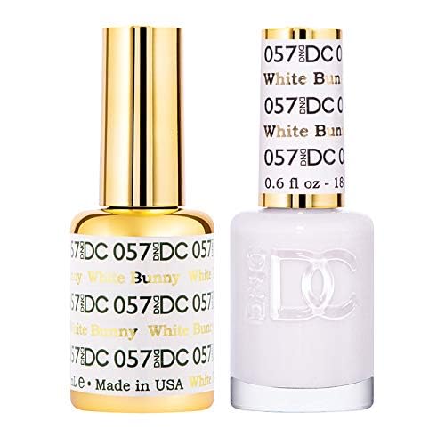 DND DC Gel Polish Set, White Collection, UV/LED Gel Polish and Air Dry Nail Lacquer, Matching Chip-Free Polish Duo, 057 White Bunny, 0.5 Fl Oz - Image 2