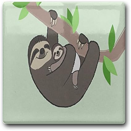 Linpark Cute Sloth Mom And Baby Square Drink Coaster Holder Cup Mats Ceramics 11cm