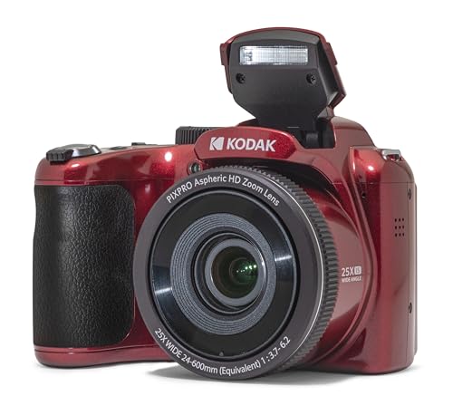 KODAK PIXPRO AZ255-RD 16MP Digital Camera 25X Optical Zoom 24mm Wide Angle Lens Optical Image Stabilization 1080P Full HD Video 3