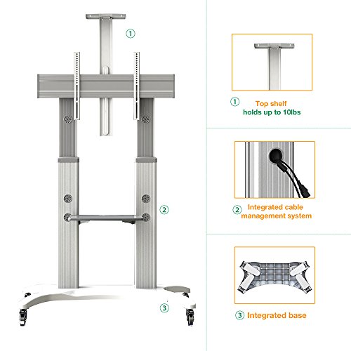 North Bayou Mobile TV Cart TV Stand with Wheels for 55 to 80 Inch LCD LED OLED Plasma Flat Panel Screens up to 125lbs AVF1800-70-1P (White)