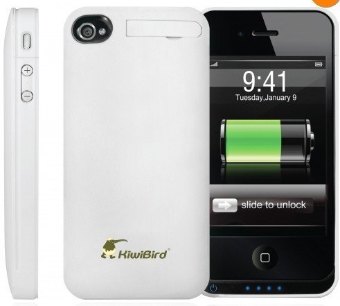 White Extended Battery Charger For iPhone 4/4S KiwiBird Power Case