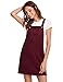 Romwe Women's Straps A-line Corduroy Pinafore Bib Pocket Overall Dress