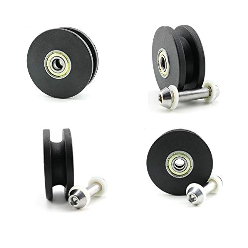 Lind Kitchen 1PCS Mute Pulley Block with Dual Bearings Nylon Wheel Groove 304 Stainless Steel Shell 360 Degree M8 Swivel Ring Lifting Traction Wheel