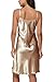 Original Kimono Women's Satin Nightgown Sexy V Neck Spaghetti Strap Nightdress Chemise Babydoll Lingerie Full Slips Sleepwear, Champagne S