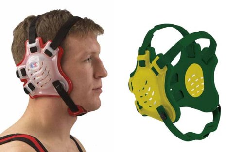 Cliff Keen F5 Tornado 4-Strap Stock Wrestling Head Gear - Light Gold/Dark Green/Dark Green