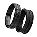 Fitcise Silicone Wedding Ring, 3D Carbon Fiber Texture Rubber Wedding Ring, 3 Pack in Gift Box Package