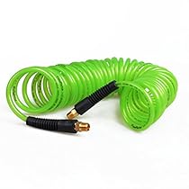 PowRyte Elite Recoil Polyurethane (PU) Air Hose - 1/4-Inch by 25-Feet, 1/4-Inch MNPT Swivel Brass Ends