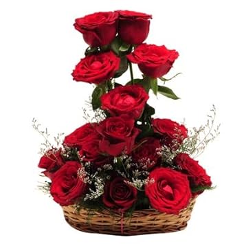 Floralbay Special Basket Arrangement of 14 Red Roses Fresh Flowers