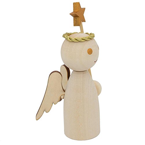 4.25" Unfinished Blank Wooden Angel Figurine Holding Star Wand