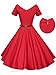 iLover Women 1950s V-Neck Vintage Rockabilly Swing Cocktail Evening Stretchy Casual Work Businees Dress with Pockets