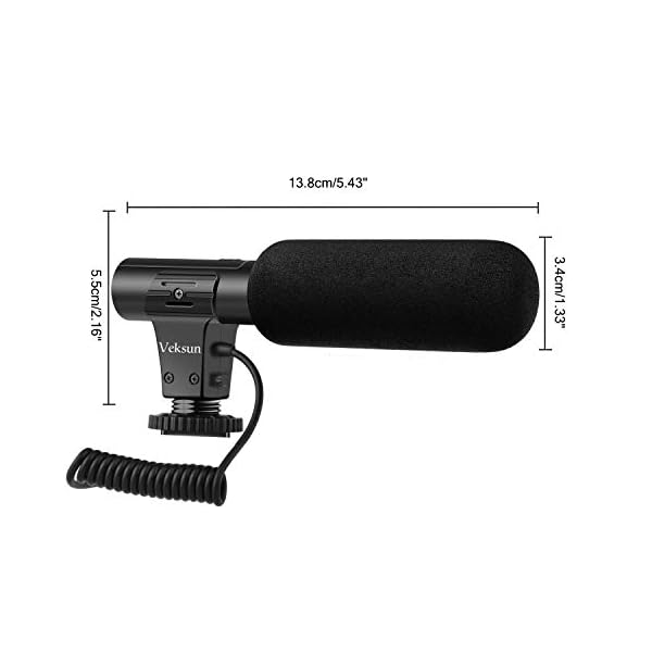 Videomikrofon für DSLR-Interviews, Kamera Mikrofon Shotgun-Mikrofon für Canon, Nikon, Sony, Panasonic, Fujifilm, Videomikrofon mit Windschutz, 3.5 mm Klinke – Bild 7