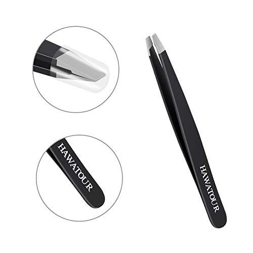 Slant Tweezers, Precision Stainless Steel Slant Tip Tweezers, 3 Pcs Eyebrow Tweezers by HAWATOUR