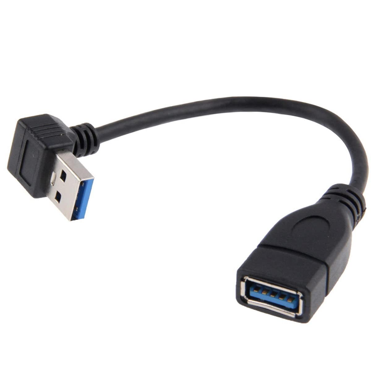 CY USB 3.0 A Male to Female Extension Cable White 20cm Down Right Angled 90 Degree