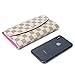 Checkered Wallets for Women Emilie Bifold Wallet Leather Large Purse RFID Blocking with Card Holder Organizer (White)