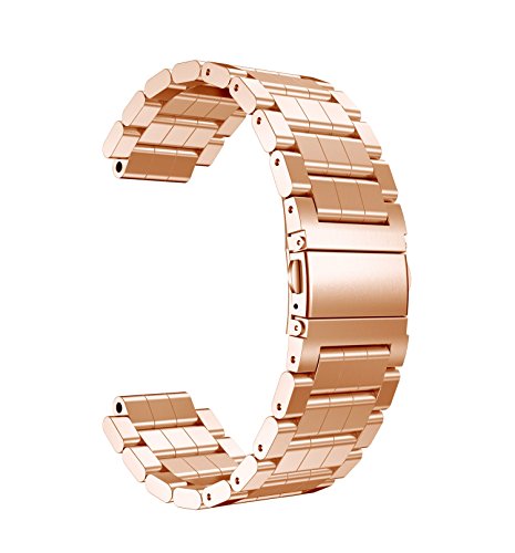 Garmin Vivoactive Acetate Watch Band, MoreToys Stainless Steel Replacement Wristband Bracelet Strap for Garmin Vivoactive Acetate Sports GPS Smart Watch (Rose Gold) - Thumbnail 2