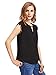 MakeMeChic Women's Casual Plain Scallop Cutout Cap Sleeve Blouse Top Black M