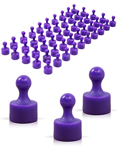 Full Colour Neodymium Magnetic Pins/Push Pins for Whiteboard Fridge 50er Pack Purple