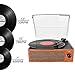 Bluetooth Record Player Belt-Driven 3-Speed Turntable, Vintage Vinyl Record Players Built-in Stereo Speakers, with Headphone Jack/ Aux Input/ RCA Line Out, Woodenthumb 1