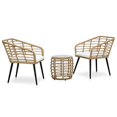 vidaXL Bistroset 3-TLG. Balkonset Sitzgruppe Gartenmöbel Rattanmöbel Gartenset Balkonmöbel Sitzgarnitur Gartengarnitur Poly Rattan Eichefarben