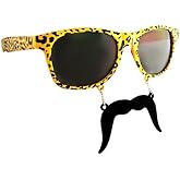 Sun-Staches Leopard Mustache Sunglasses | Costume Accessory | UV 400 | One Size Fits Most