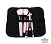 PUEEN 5 Piece Pink Synthetic Hair Travel Makeup Brush Set in Travel Bag - Includes 8 Different Brushes-BH000008