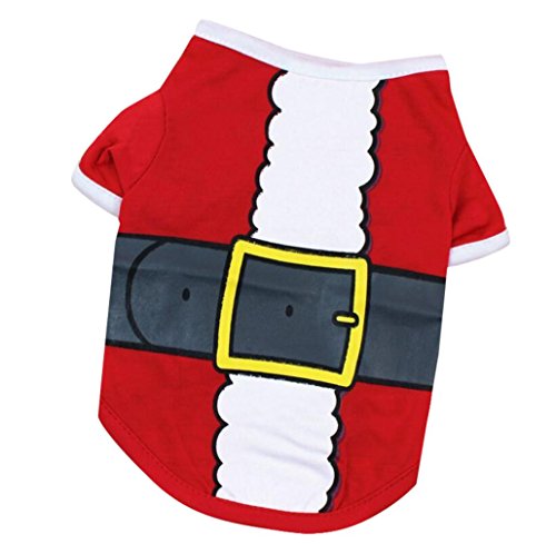 Pet Apparel , ღ Ninasill ღ Christmas Cute Dog T Shirt Pet Clothes Apparel Vest (S, Red)