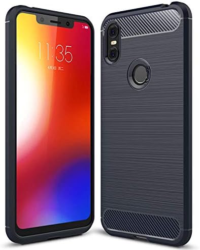 Moto One Case Case, Landee Soft Silicon Resilient Shock Absorption and Carbon Fiber Design Protective Case for Moto One Case & Moto P30 Play - NavyBlue