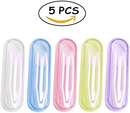 Contact Lens Case, Mavellas 5 Set Mini Portable Travel Plastic Contact Lens Box Holder Case Container + Tweezer Set with Soft Tip