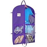 Zilink Clear Dance Costume Garment Bag for Dancers 40" Garment Bag for Dance Competitions with 5 Clear Zipper Pockets for Dance Costumes Closet Storage, Purple