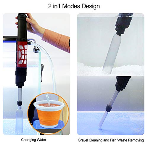 FREESEA Automatic Gravel Cleaner, Electric Aquarium Water Pump Cleaner, Sludge Extractor for Fish Tanks, Aquarium Washing Sand Filtering and draining