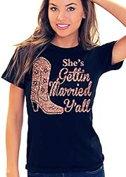 Cowgirl Bachelorette Party Shirts - Rose Gold She's