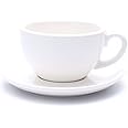 Coffeezone Latte Art Cup and Saucer for Cappuccino and Manual Brew Coffee, New Bone China, Mate for Coffee Shop and Barista (Matte White, 8.5 oz)