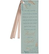 Christian Art Gifts Teal Faux Leather Floral Bookmark for Women: Walk by Faith - 2 Corinthians 5:...