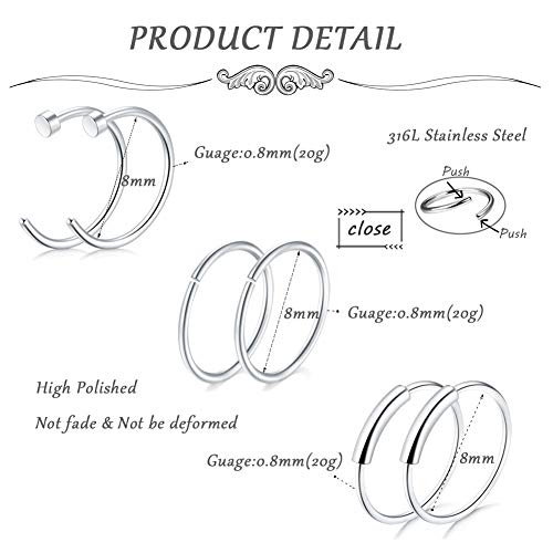 WAINIS 25 Pcs Stainless Steel CZ Belly Button Rings Nose Ring Set for Women Girls Nose Hoop Ring Studs Navel Barbell Body Piercing Jewelry