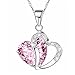 JQUEEN 1Pc Stylish Artificial Gem Love Heart Shape Pendant Chain Necklace Valentines Gift