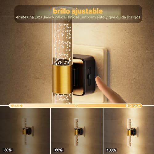 Emeritpro Dimmable Twilight Night Light LED Acrylic 3000K Warm White 180°Rotatable for Children's Rooms Hallway Bedroom Stairs 1 Piece 1W