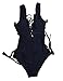 Zero City Bathing Suits Women One Piece Front Side Lace Up Monokini Swimsuits (S, Black)