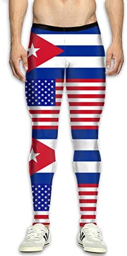NKUANYJYDKN7 Men's Cuba-American Proud Yoga Pants Sports Tights Pants Baselayer Running Leggings