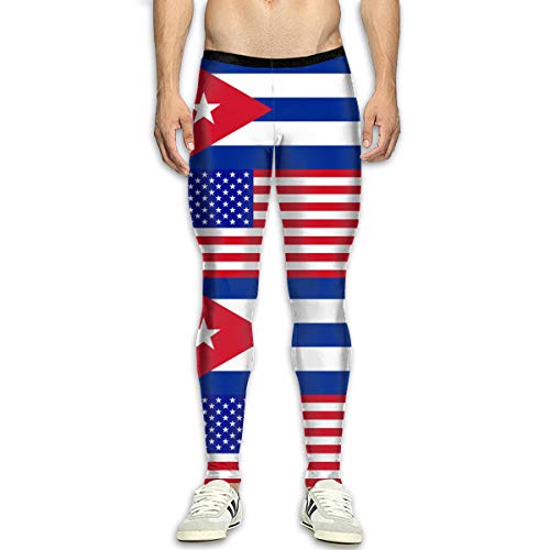 NKUANYJYDKN7 Men's Cuba-American Proud Yoga Pants Sports Tights Pants Baselayer Running Leggings
