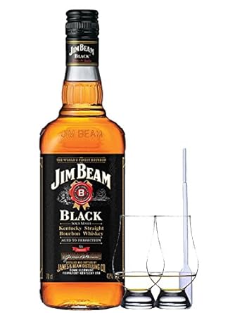 Jim Beam Black Label Whisky 0,7 Liter + 2 Glencairn Gläser und Einwegpipette