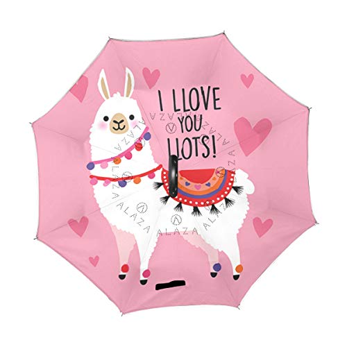Reverse Umbrella Valentine's Day Card with Cute Camel Inverted Umbrella Reversible for Golf Car Travel Rain Outdoor Black - Thumbnail 2