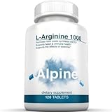 Alpine Nutrition L-Arginine 1000mg Tablets - NOS Nitric Oxide Capsules - 120 Tablets