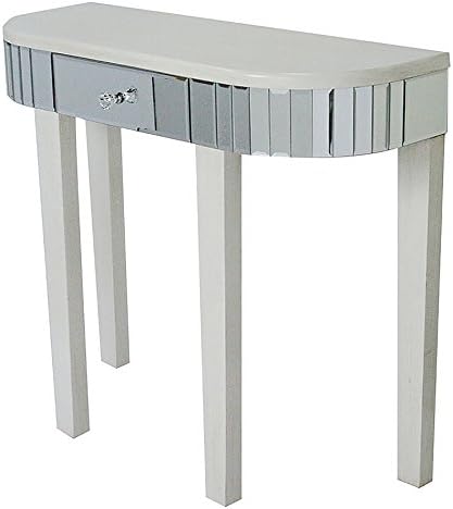 Heather Ann Creations W192152-WANT 30.7" Antique White Eleanor Collection Console Living Room Office Writing Table with Drawer and Mirror Accents