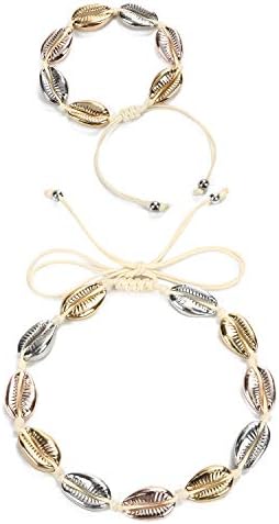 SCIONE Shell Necklace Choker Adjustable Seashell Necklace Fashion Sea Shell Necklace and Anklet Bracelet Wakiki Hawaii Style Boho Beach Jewelry for Women Girls
