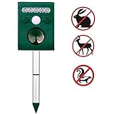 Ultrasonic Solar Animal & Pest Repeller, Wikoo Waterproof Repellent, Pest Control for Dogs, Foxes, Birds, Skunks, rodents etc, Motion Activated, Includes USB Cable