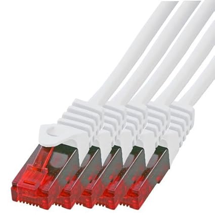 BIGtec - 5 Stück - 3m Gigabit Netzwerkkabel Patchkabel Ethernet LAN DSL Patch Kabel weiß (2X RJ-45 Anschluß, CAT.5e, kompatib