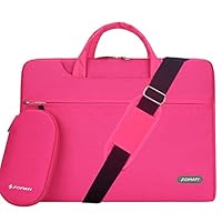 YOUPECK Water Repellent 14-15 Inch Laptop Shoulder Bag Compatible MacBook Pro 15.4, Ultrabook Chromebook 14, Polyester Protective Messenger Briefcase Men Women Carry Handbag Sleeve Case, Rose